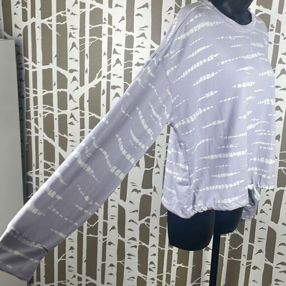 Hurley Oversized Tie Waist Long Sleeve Tie Dye T-Shirt M Lavender, White - Picture 2 of 7